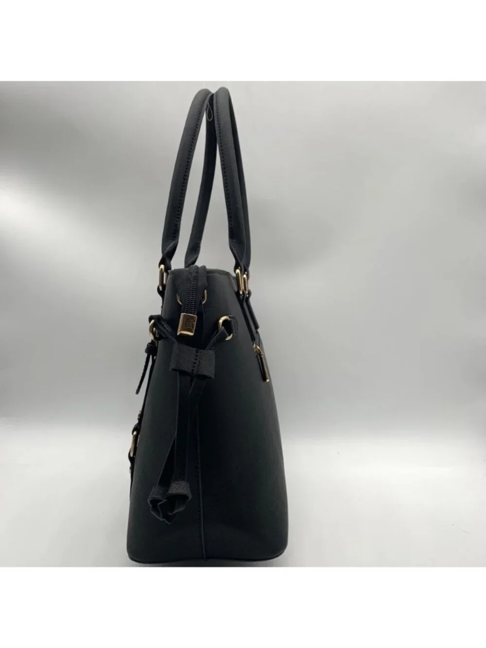 Montana West Black Saffiano Faux Leather Buckle Tote And Wallet